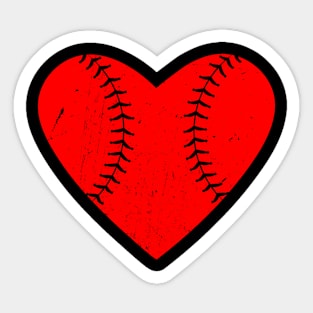 Vintage Retro Baseball Heart I Baseball Valentines Day Sticker